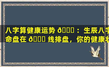 八字算健康运势 🐕 ：生辰八字命盘在 🍁 线排盘，你的健康状况如何